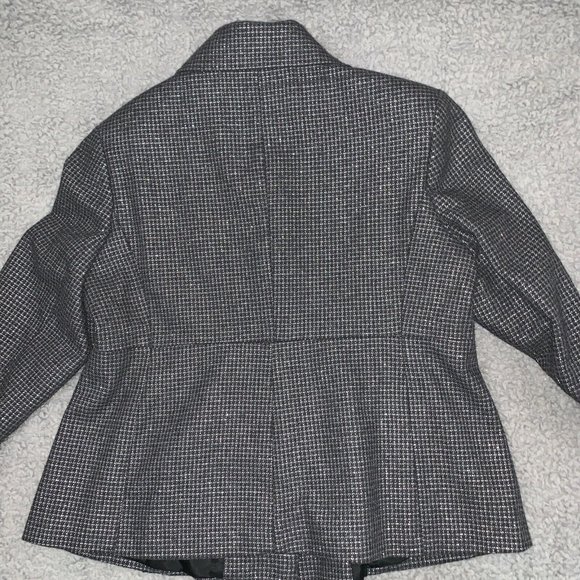Vintage 90s Helene Berman Tweed Jacket Bell Sleeve Empire Waist Size L Grey Rare - Picture 8 of 8